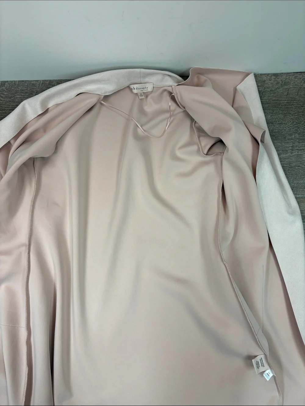 Philosophy Republic Clothing Faux Suede Open Front Cardigan Jacket Blush Pink M